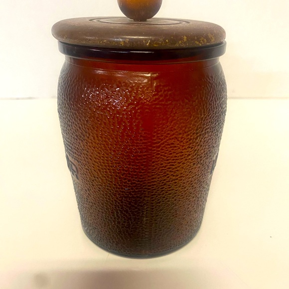 Dun-rite Glass Humidor Amber Glass Rare Find Vintage Tobacciana Snuff Jar - Picture 5 of 12